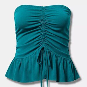 torrid Crinkle Gauze Cinched Tube Top - teal - size 1X, 14/16